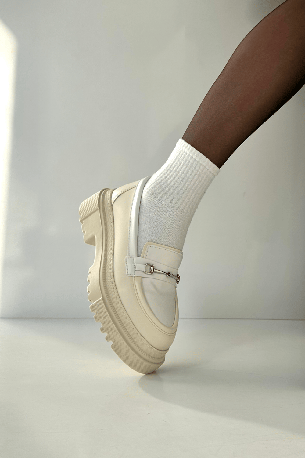Kadın Loafer Ayakkabı BEJ BEYAZ