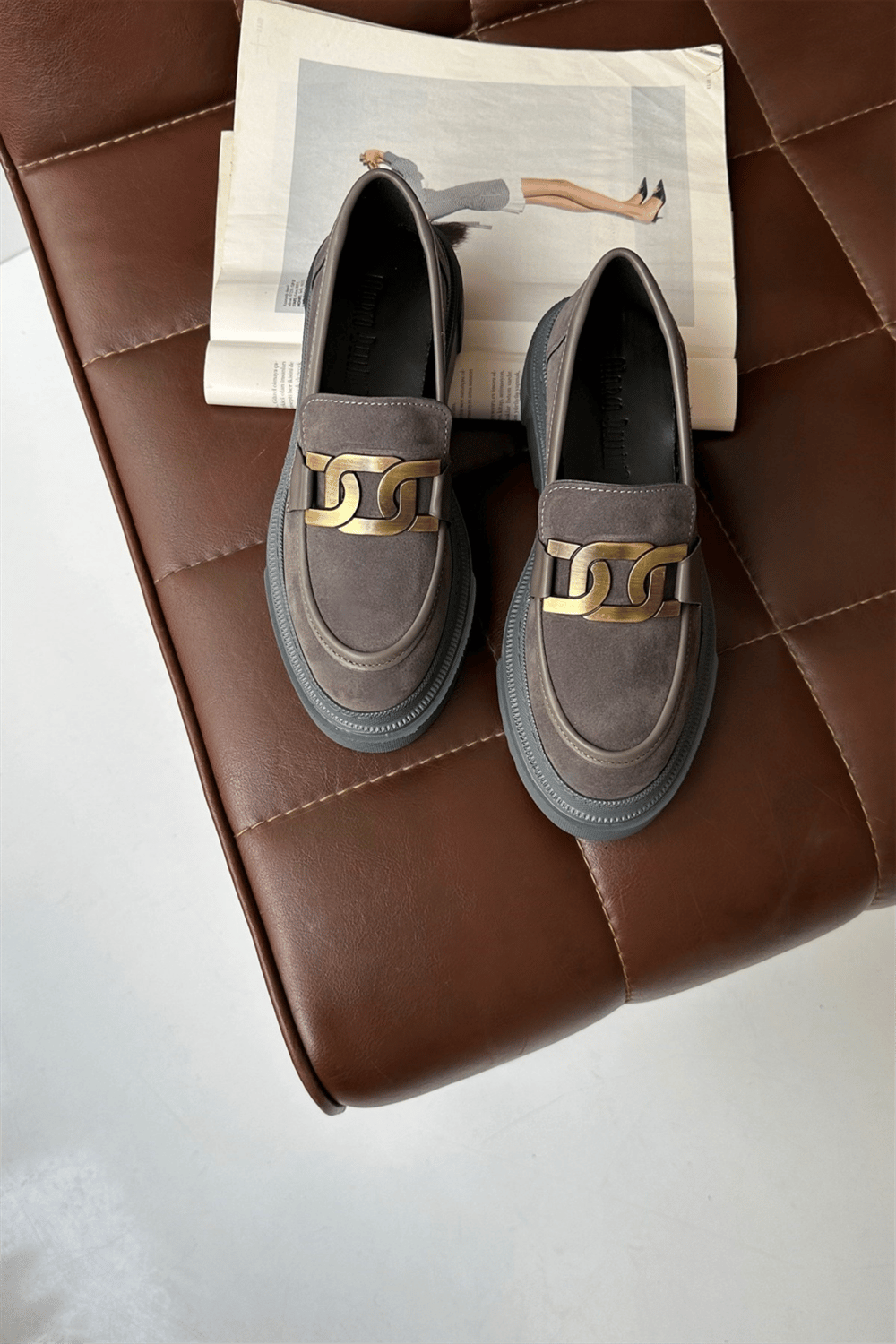 Kadın Loafer Ayakkabı GRİ SÜET