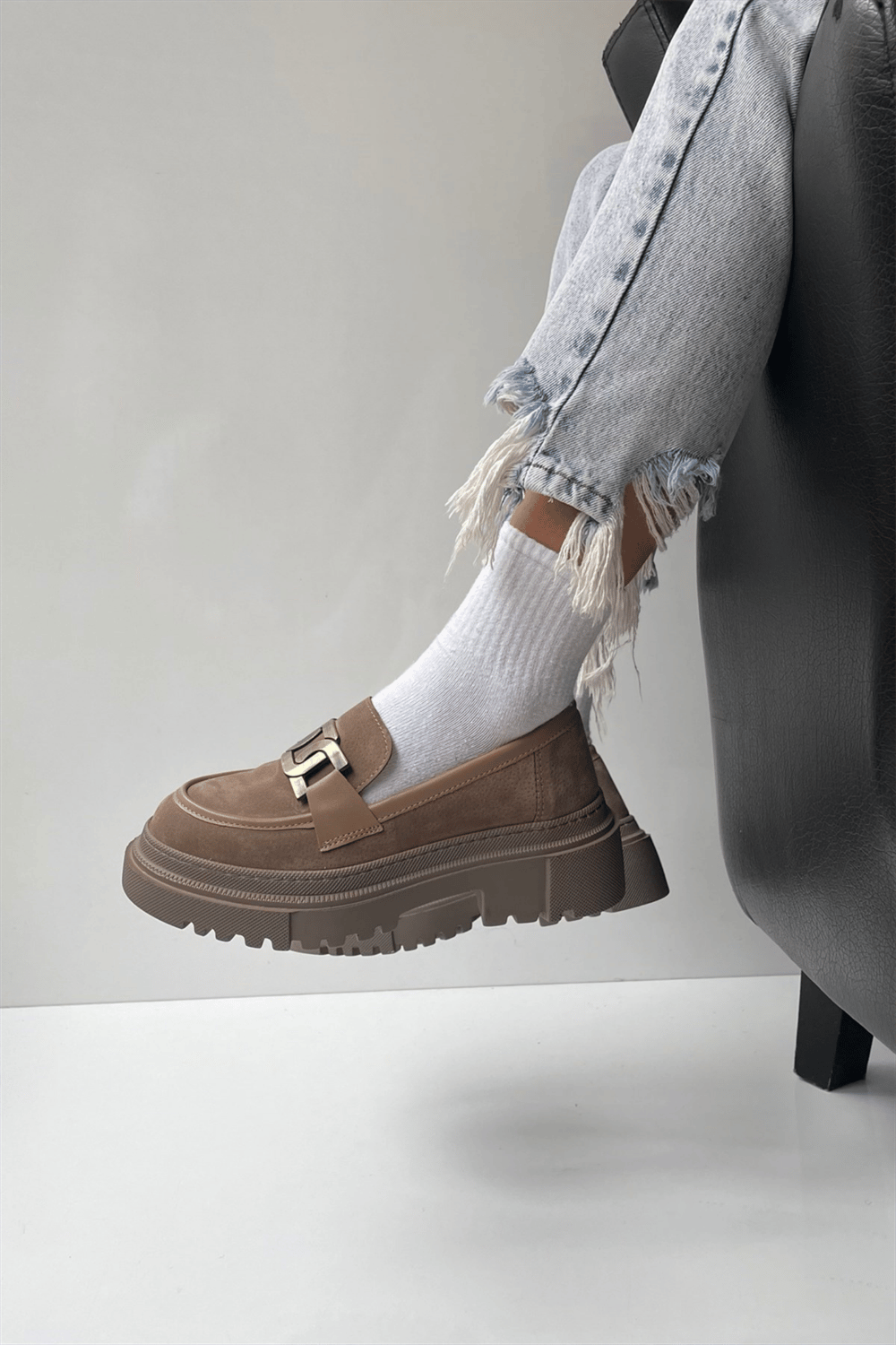 Kadın Loafer Ayakkabı VİZON SÜET