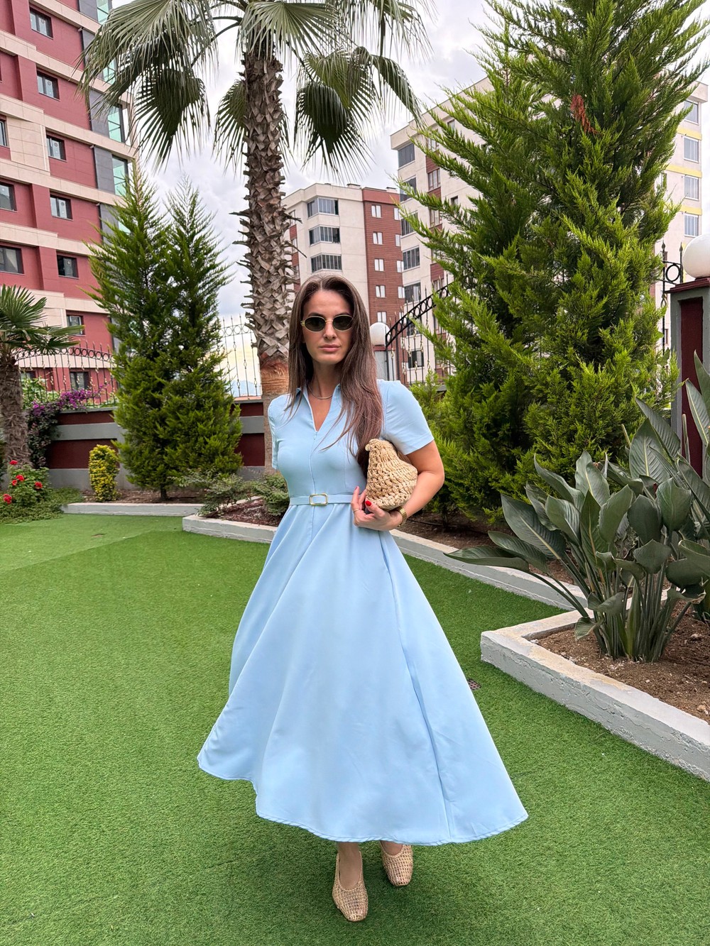 QULOVEYENİ GELENLERBebe Mavi Fermuarlı Kemerli Elbise