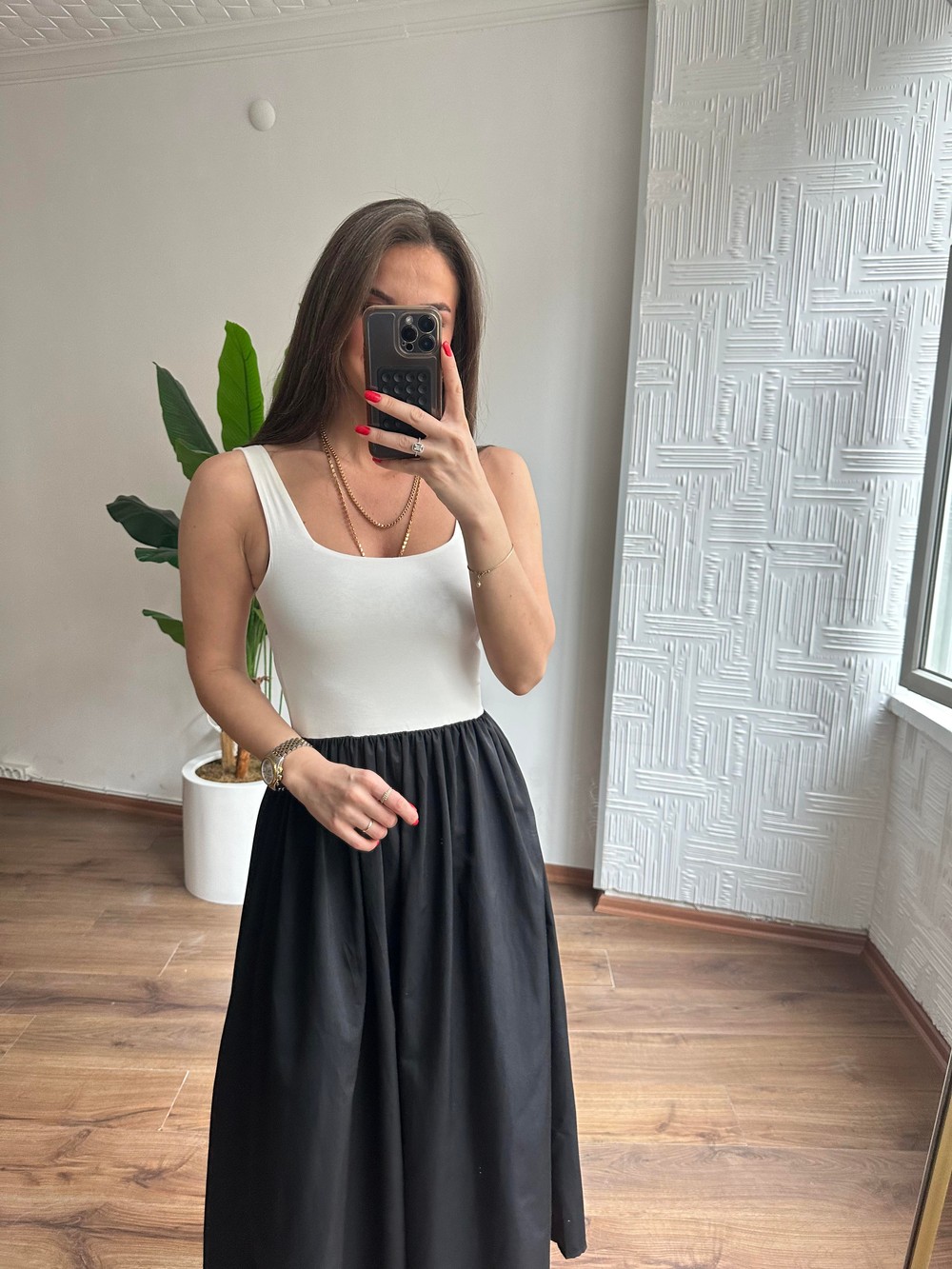 QULOVEYeni GelenlerKolsuz üstü Penye Siyah Beyaz Elbise