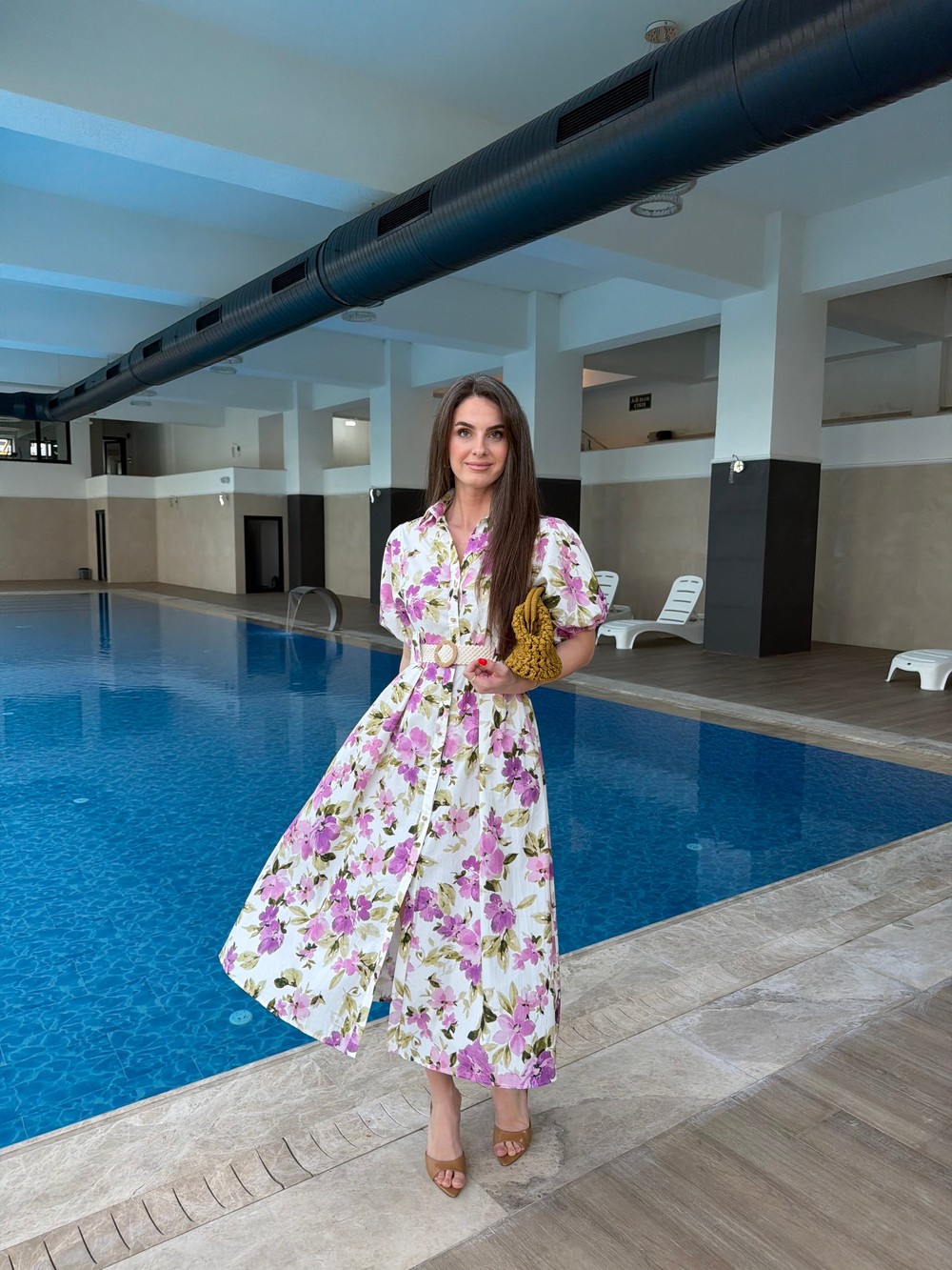QULOVEYeni GelenlerMor Çiçek Desenli Poplin Elbise