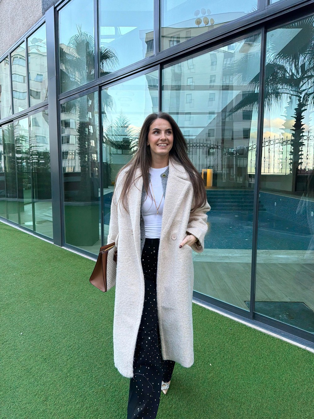 QULOVEYeni GelenlerOversize Ekru Bristol Kaban