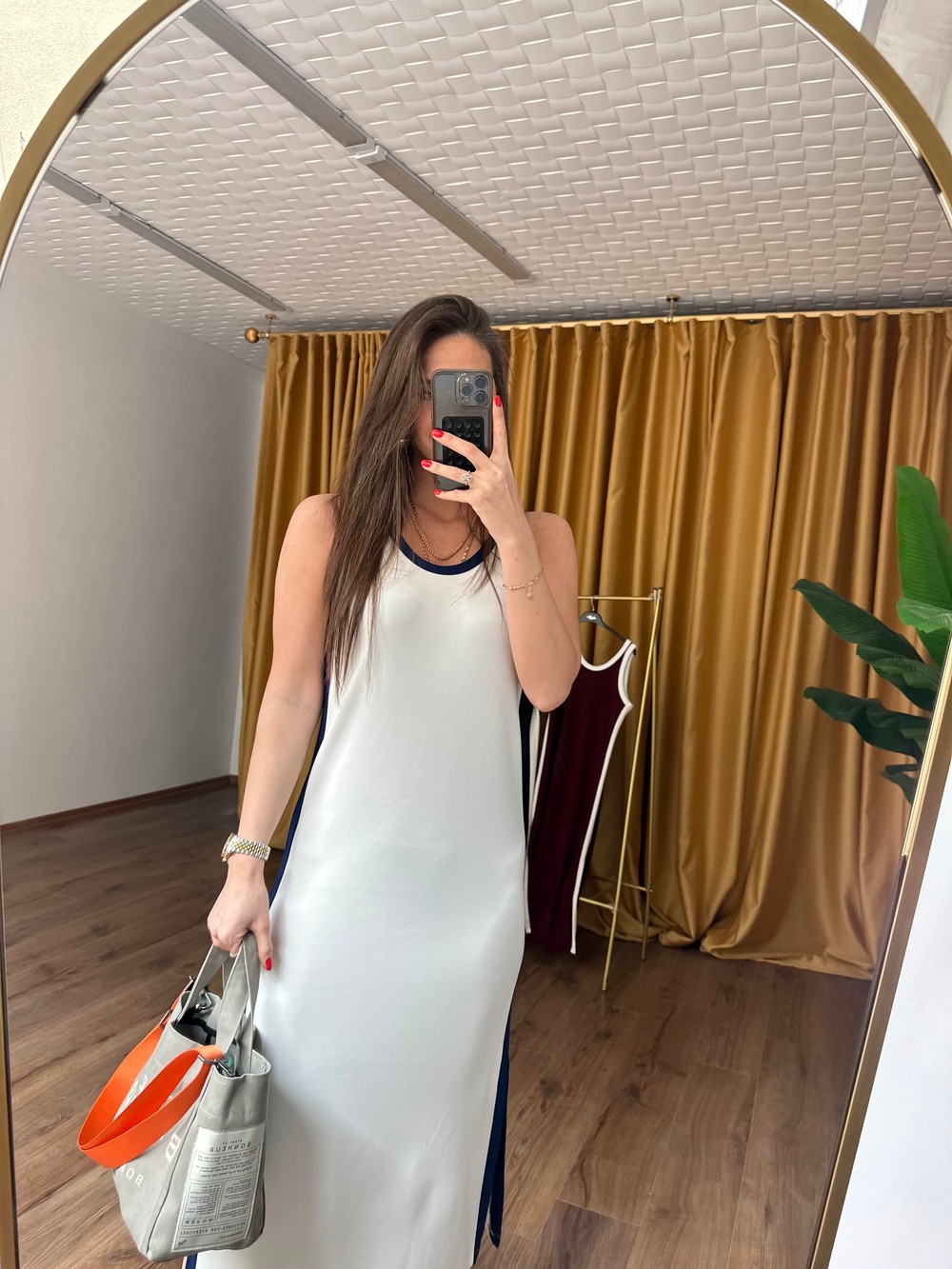 QULOVEYeni GelenlerOysho Beyaz Yırtmaçlı Basic Elbise