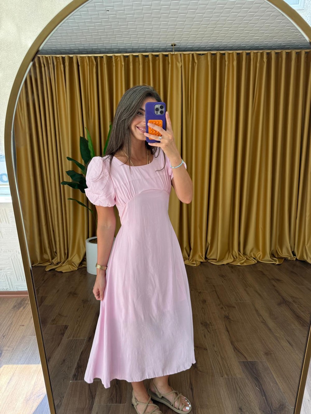 QULOVEYeni GelenlerPembe Göğüs Büzgülü Elbise