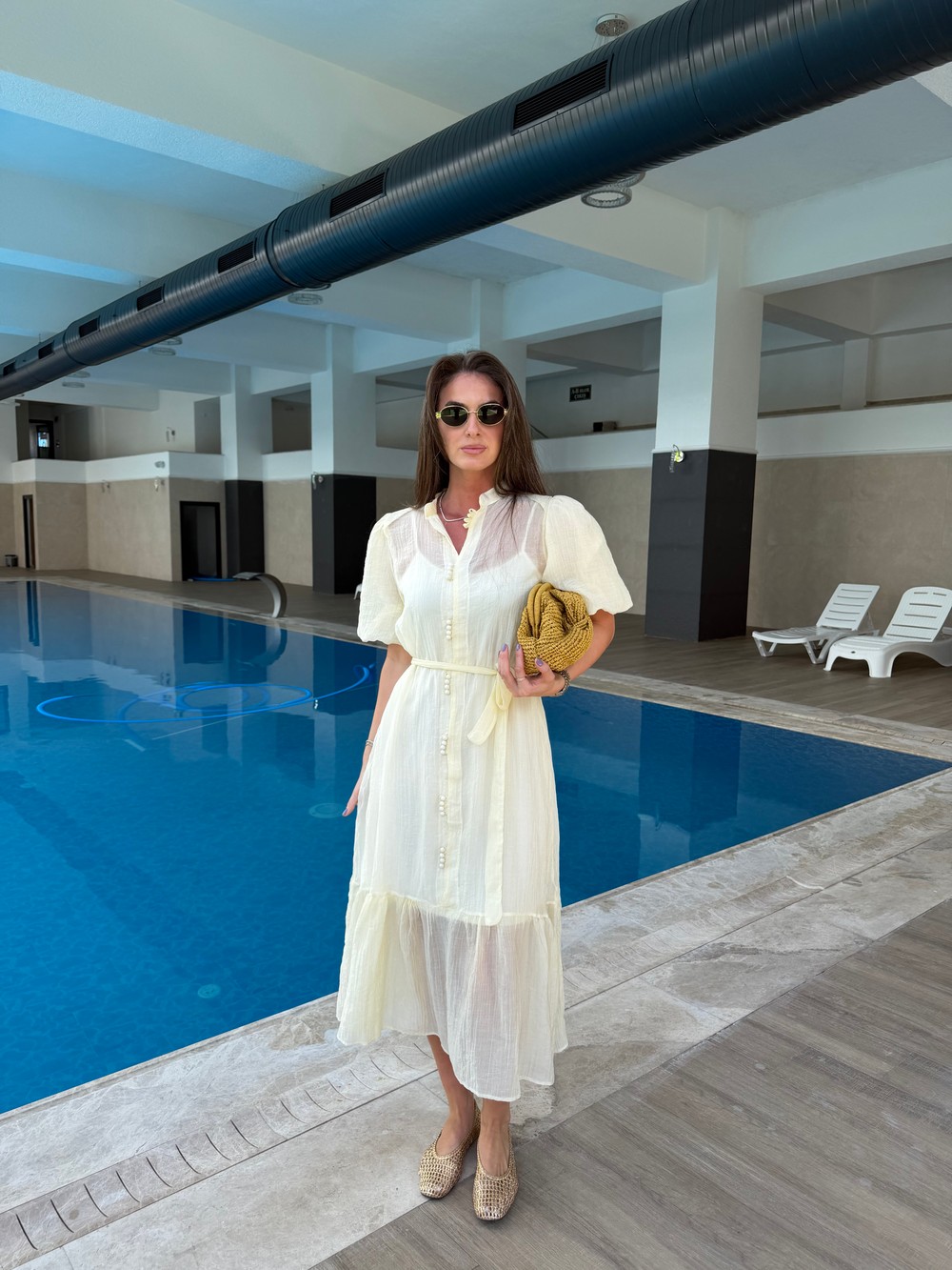 QULOVEYENİ GELENLERSarı Transparan İç Astarlı Elbise