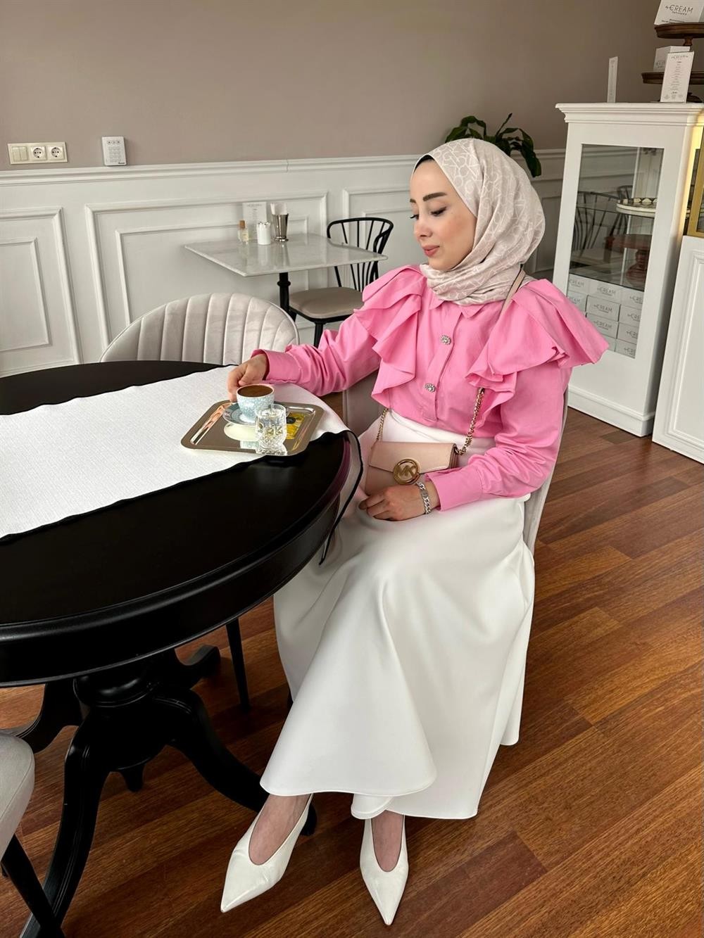 NOIRRE DESİGNGömlekFırfır Detaylı Gömlek (pembe)