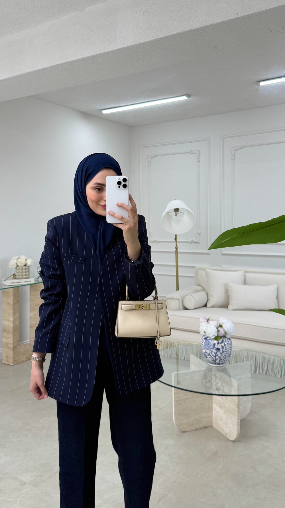 Çizgili Blazer Ceket Lacivert