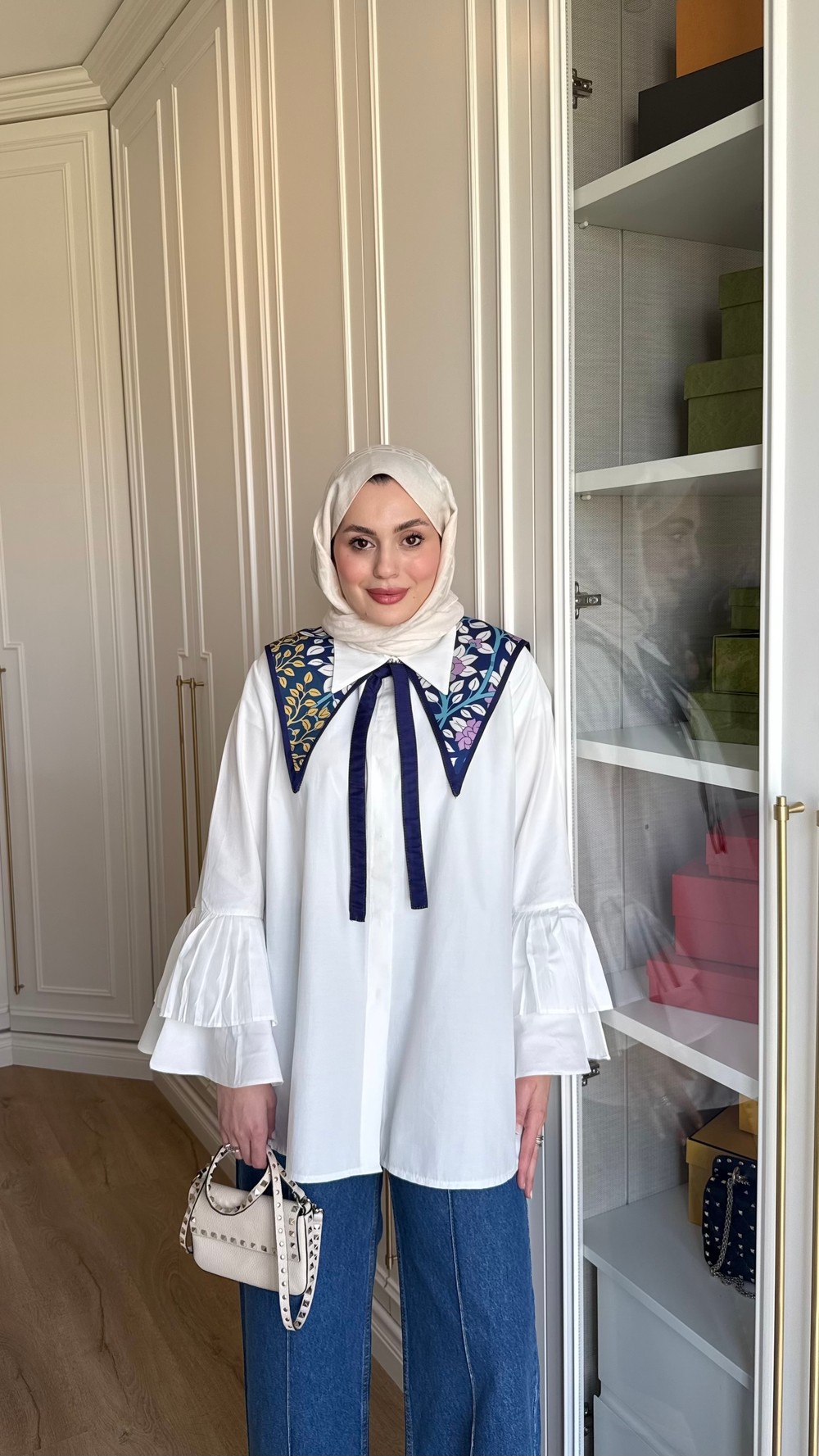 Desenli Yaka Lacivert 
