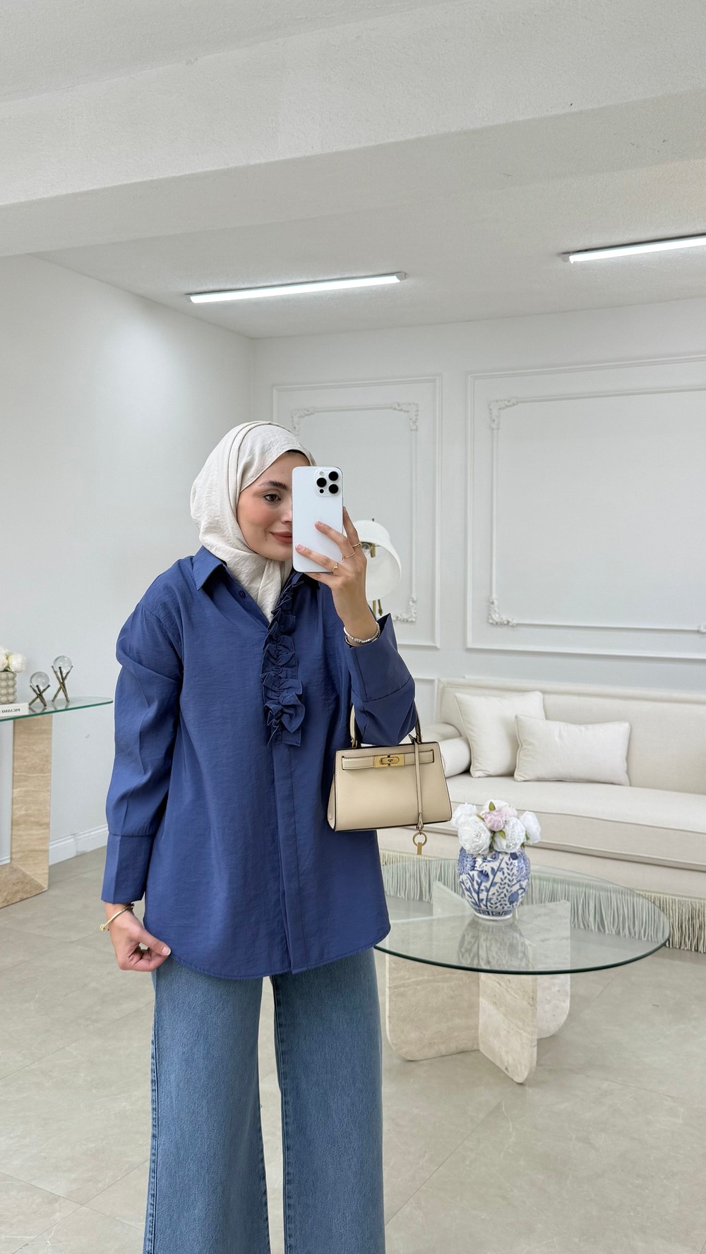 Fırfırlı Gömlek İndigo