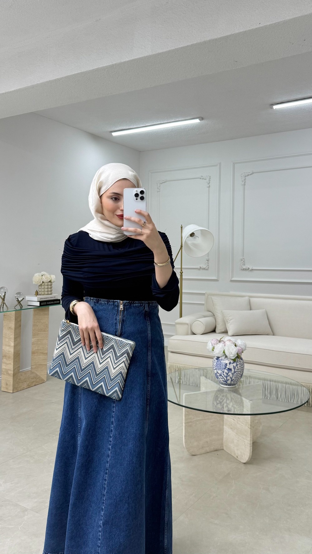 Omuz Detaylı Bluz Lacivert