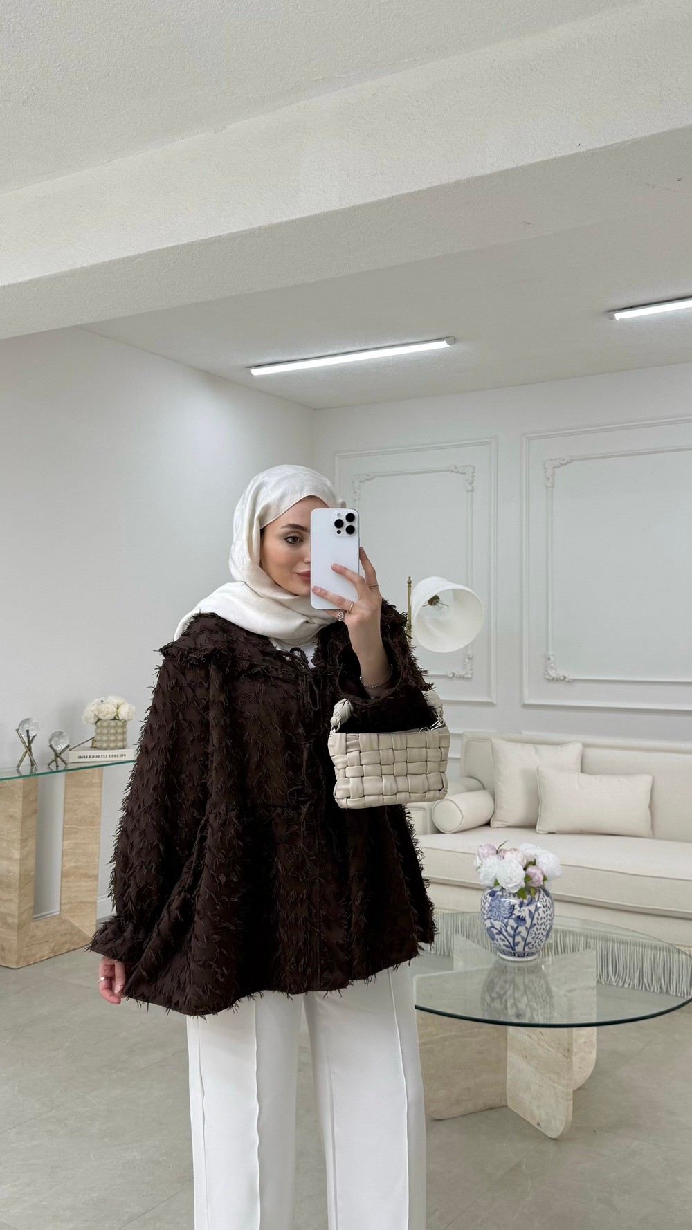 Püsküllü Kimono Acı Kahve 