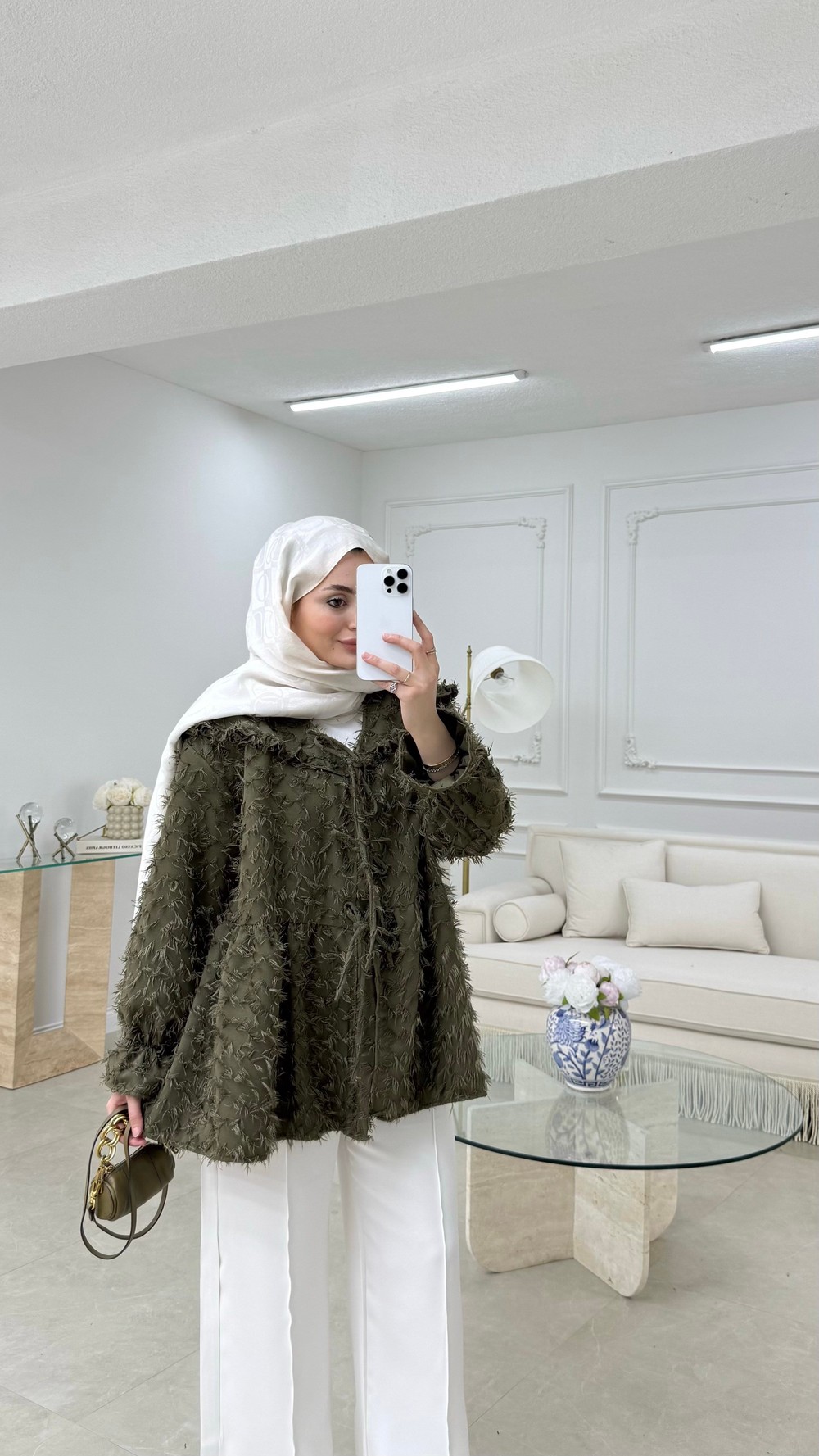 Püsküllü Kimono Haki 