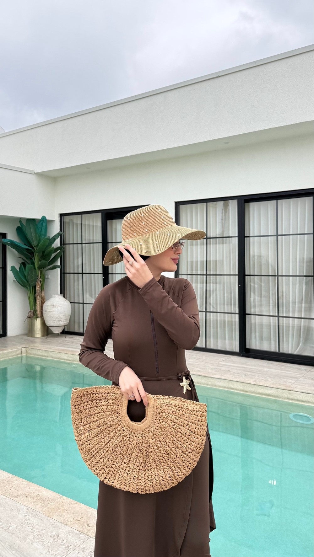 Taşlı Hasır Şapka 