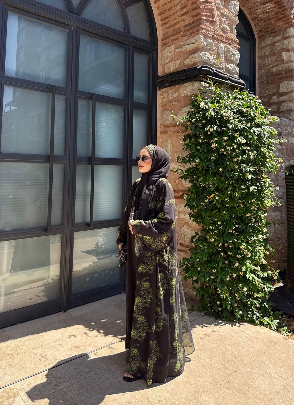 HR-1229H&R ButikKyl- Neva Yeşil Şallı Abaya