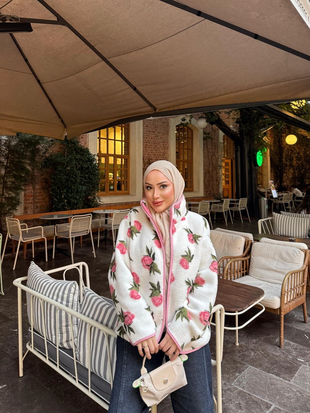 HR-3593H&R ButikMZ- Dema Çiçek Desen Ceket