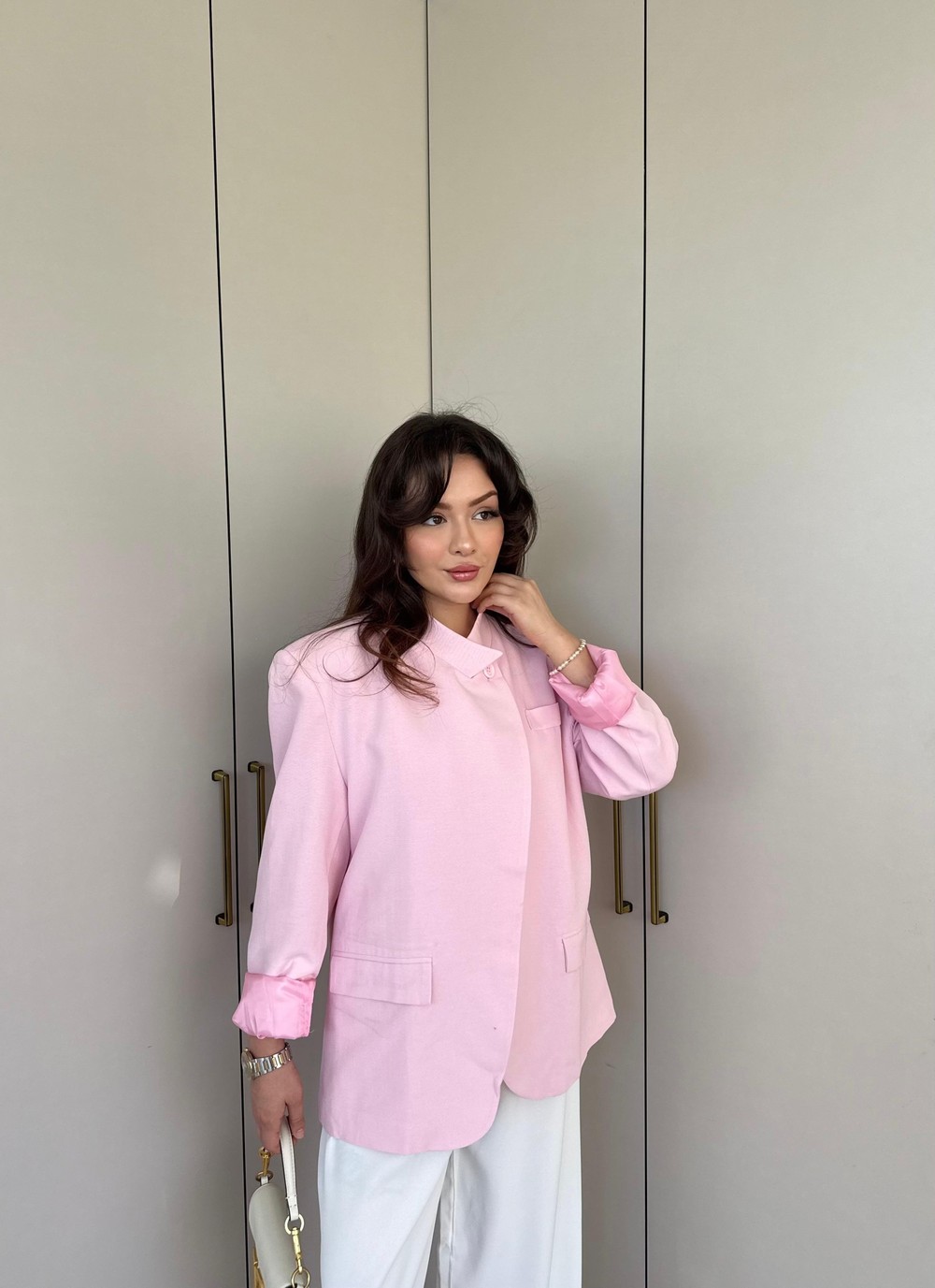 HR-1055H&R ButikPol - Sida Keten Ceket Pembe