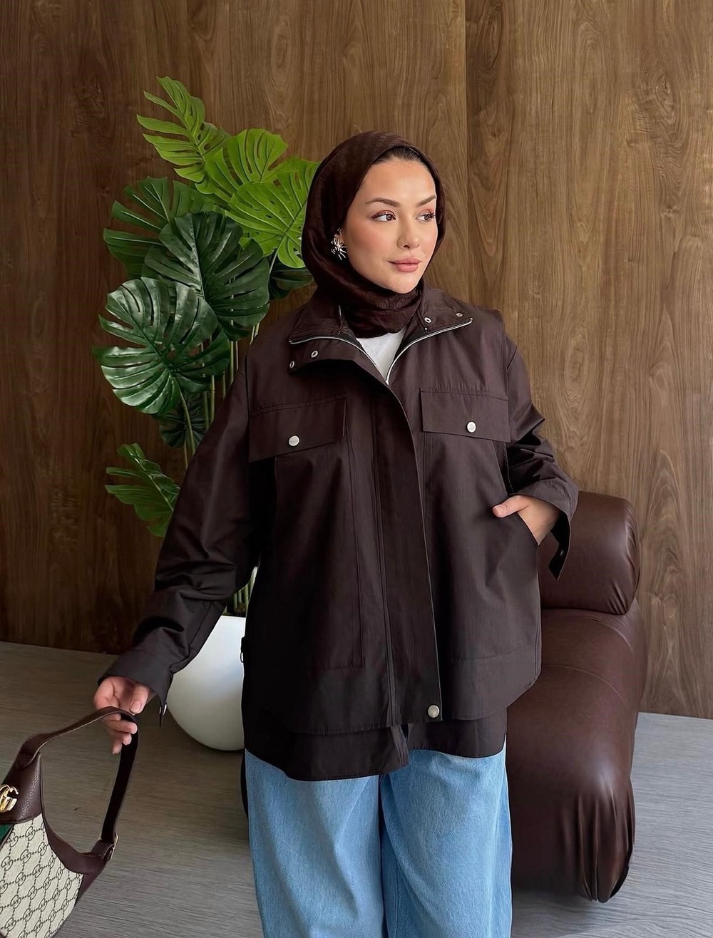 HR-2858H&R ButikPw Sina Gabardin Ceket Acı Kahve