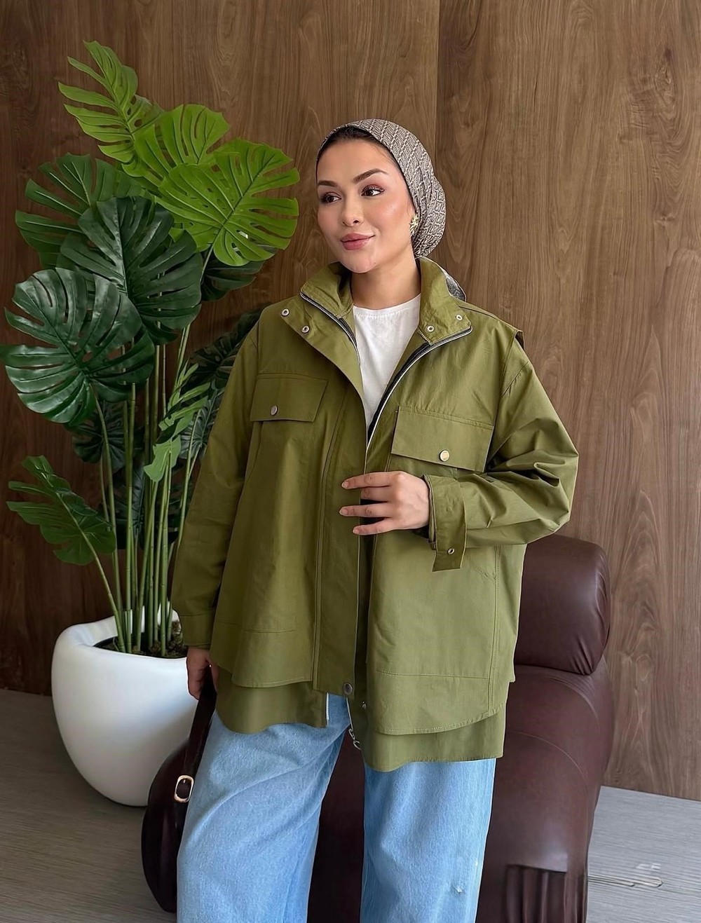 HR-2858H&R ButikPw Sina Gabardin Ceket Haki