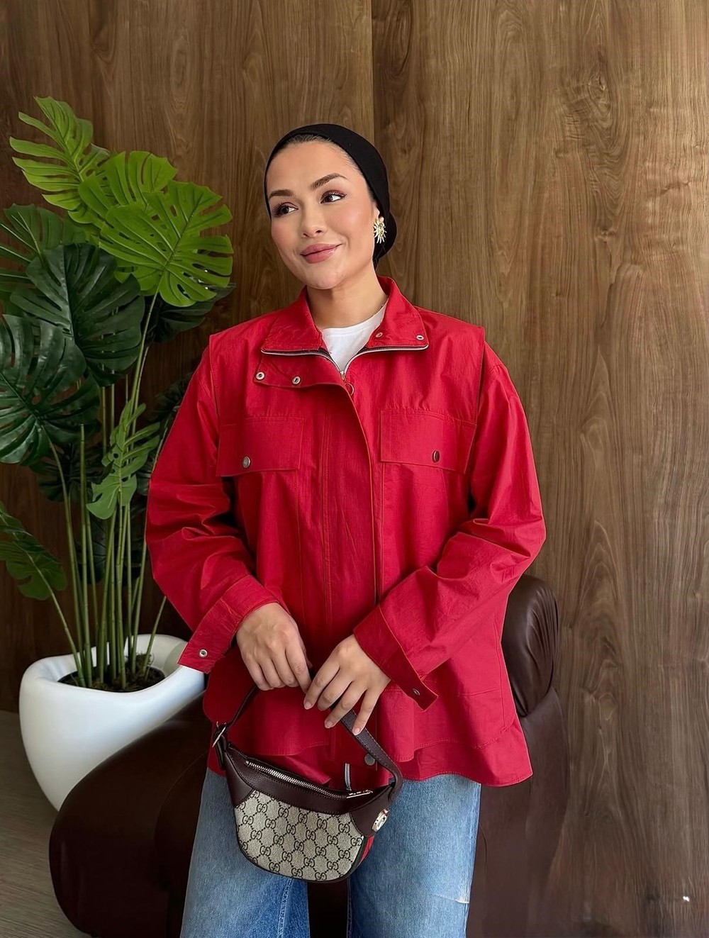 HR-2858H&R ButikPw Sina Gabardin Ceket Kırmızı