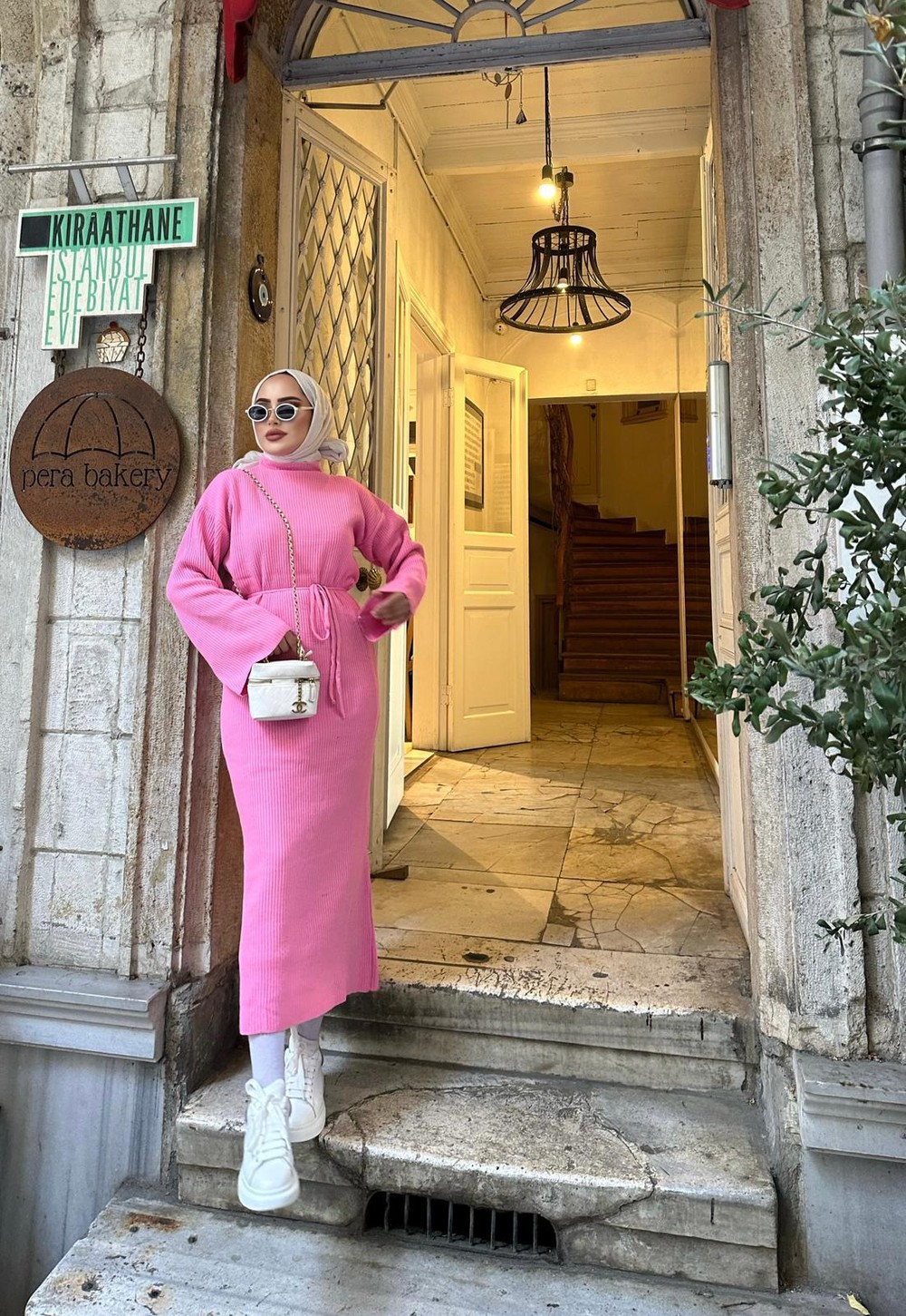 elbs-891H&R ButikDora İspanyol Kol Triko Elbise Pembe