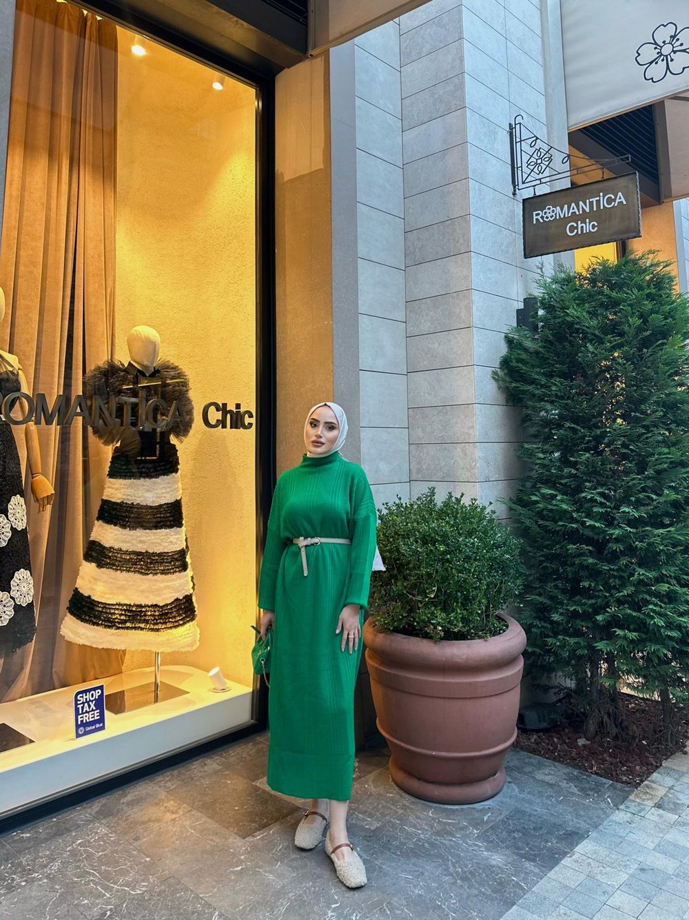 elbs-896H&R ButikFitilli Elbise Yeşil