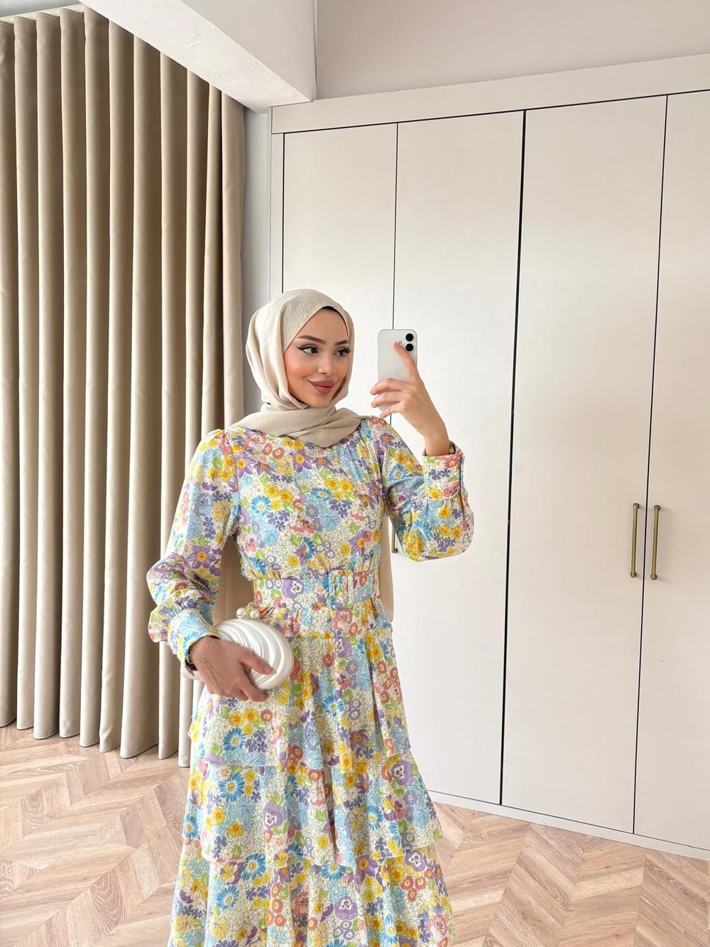 HR-0245H&R ButikFuş-Çiçek Desen Elbise Pembe