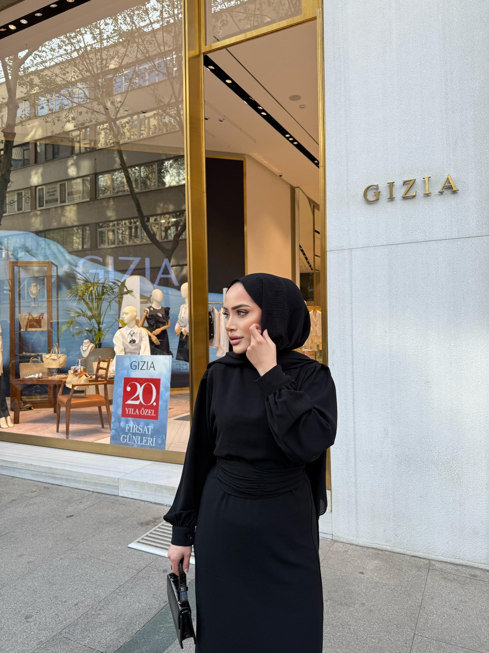 elbs-1625H&R ButikMelik Düz Elbise Siyah