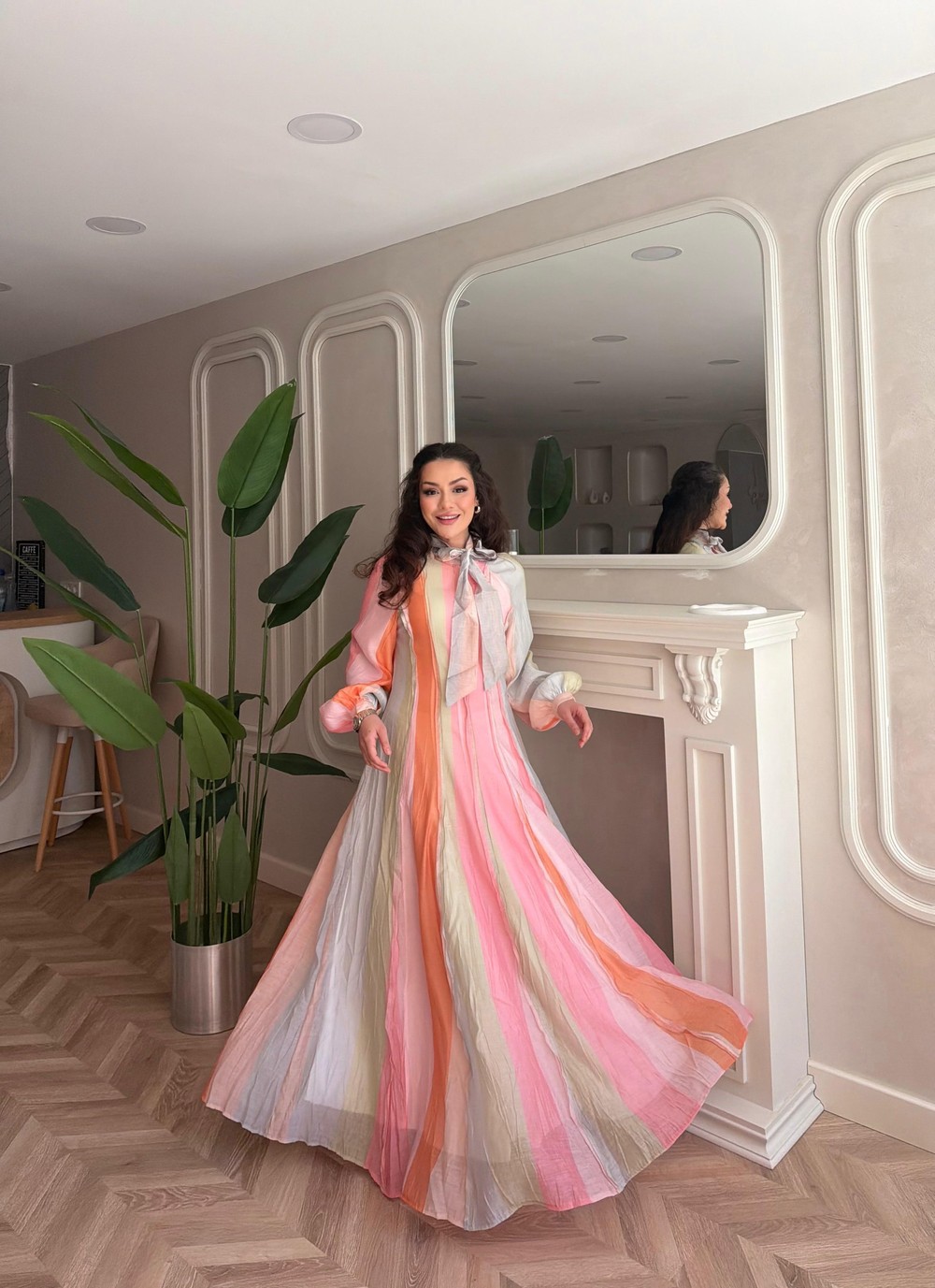 HR-1182H&R ButikMoi - Elifa Renkli Elbise