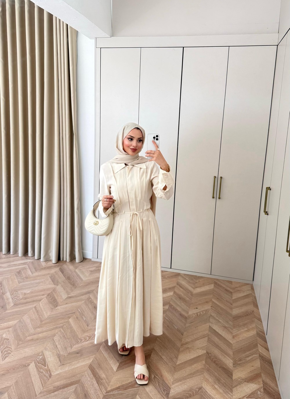 HR-0859H&R ButikMoi- Leisa Elbise Ekru