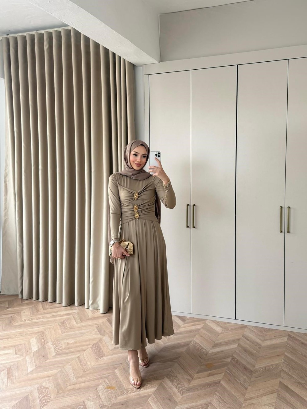 HR-0166H&R ButikQu-Desa Sandy Elbise Vizon
