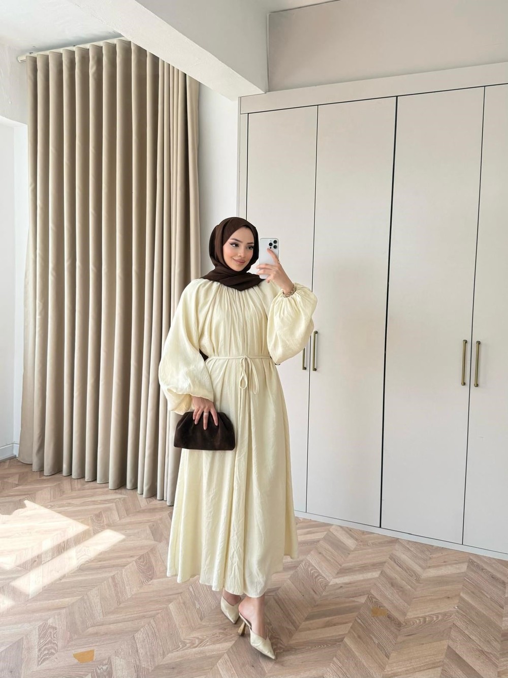 HR-0174H&R ButikQu- Olivia Elbise Sarı