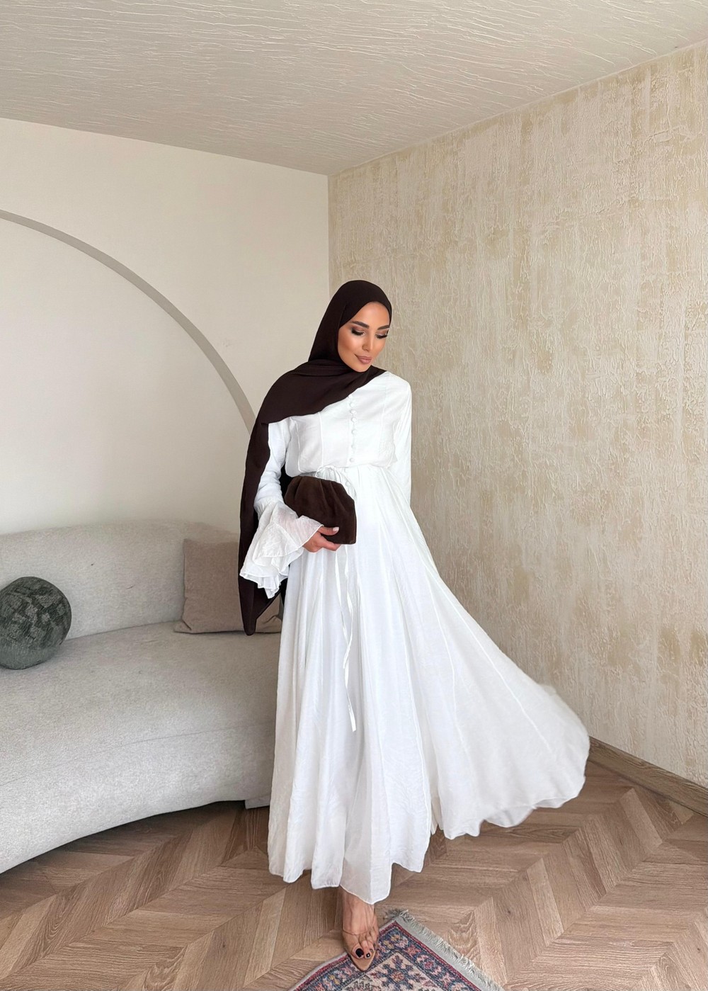 HR-0798H&R ButikTB - Erwa Kolu ıspanyol Elbise Beyaz