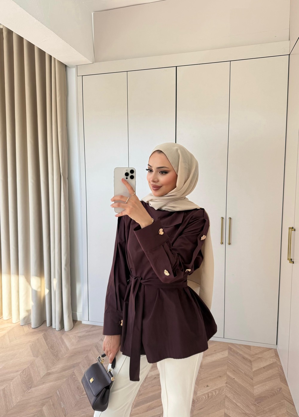 HR-0969H&R ButikDuq- Rewa Yan Düğmeli Gömlek Mürdüm