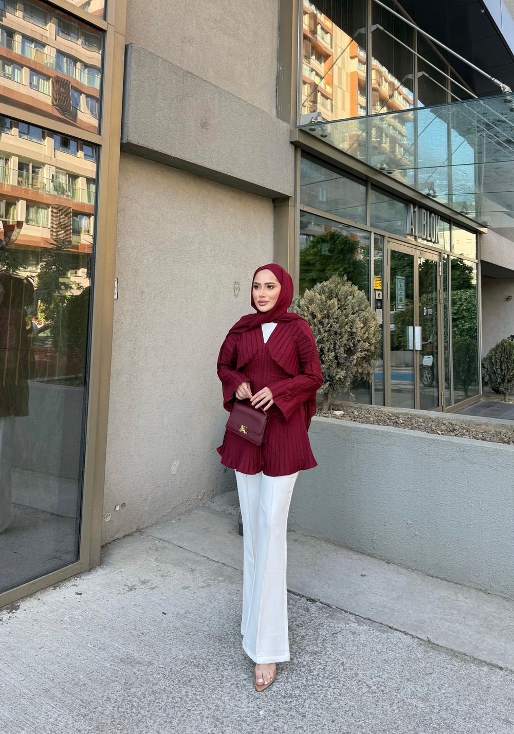 GMLK-451H&R ButikLata Bel Kısmı Piliseli Gömlek Bordo