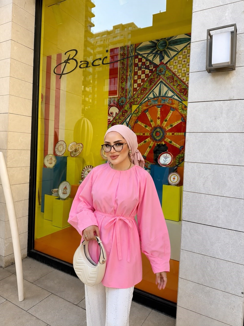 HR-1424H&R ButikMıs- Dilara Ön Çizgi Detaylı Gömlek Pembe
