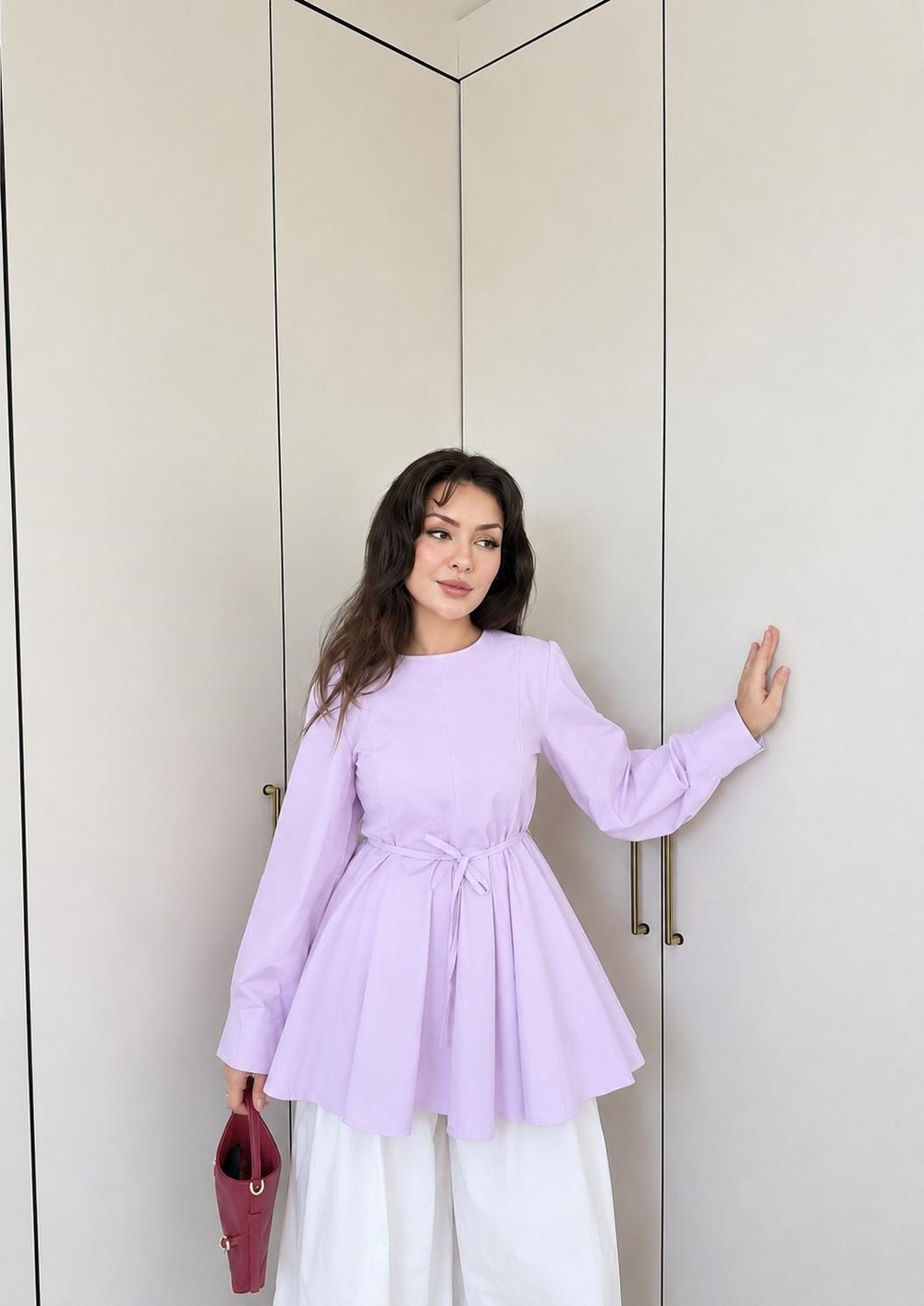 HR-1432H&R ButikMsn- Eba Poplin Gömlek Lila