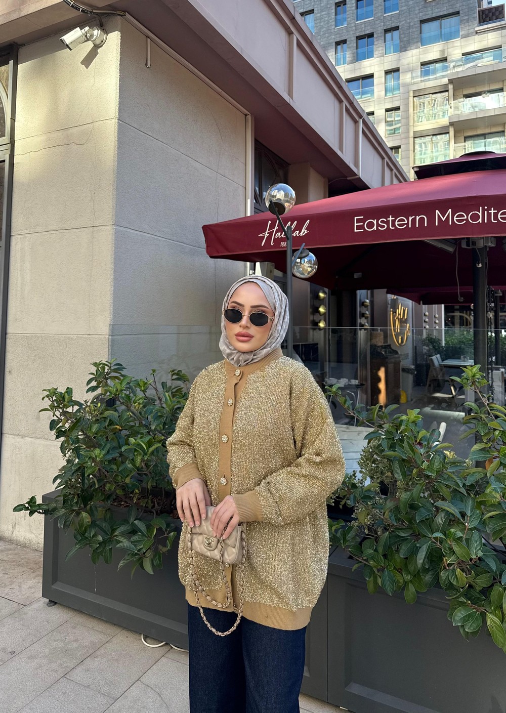 HIRKA-113H&R ButikMC-Sila Simli Hırka Gold