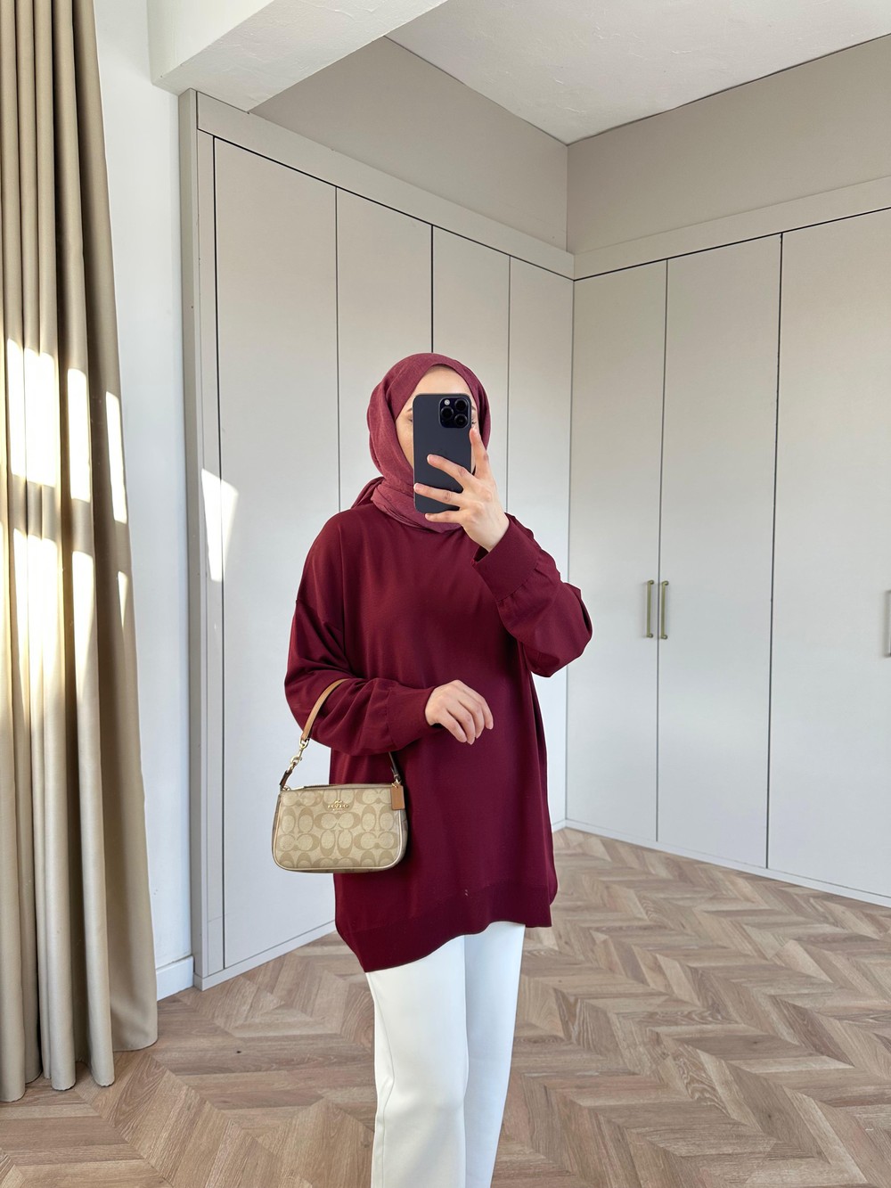 KAZK-686H&R ButikMC- Düz Merserize Kazak Bordo