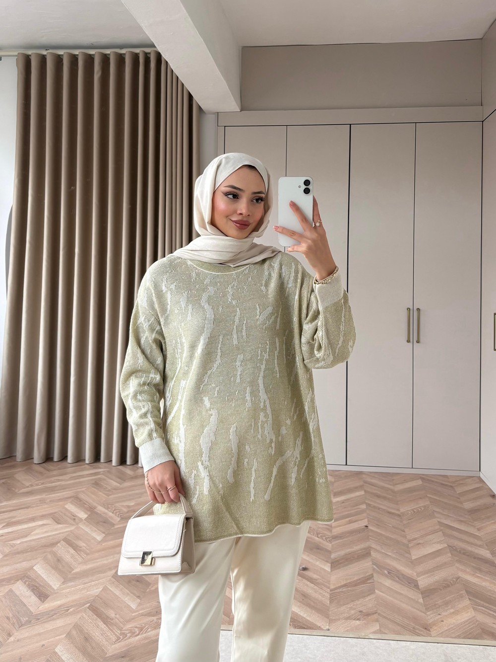 KAZK-695H&R ButikMC-Kenz Sim Detaylı Kazak Bej