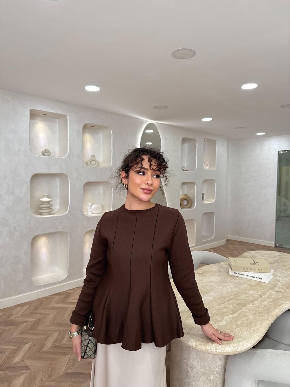 KAZK-573H&R ButikPiliseli Çelik Örme Kazak Kahverengi