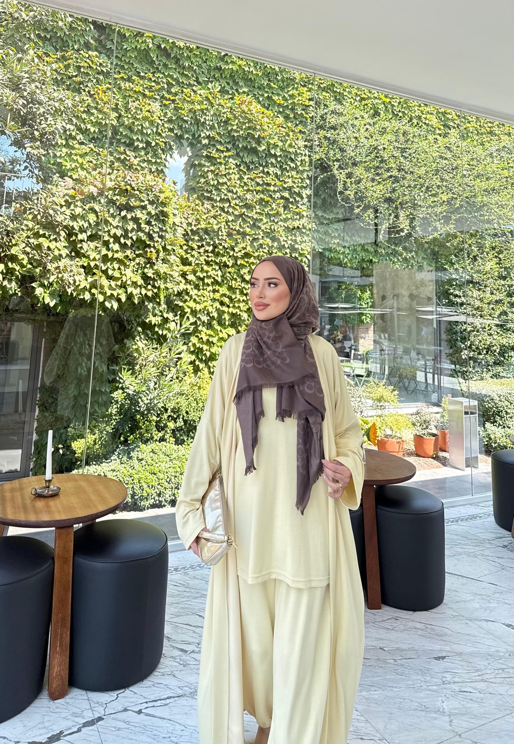 TAKM-1751H&R ButikAhse Kimonolu Oysh Takım Sarı