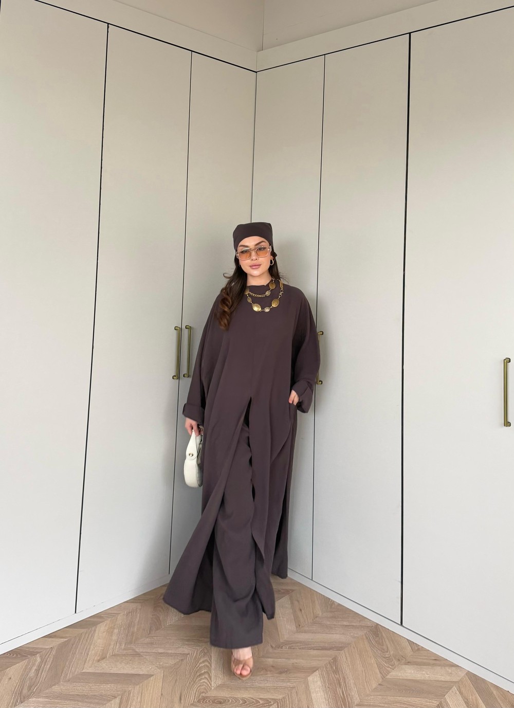 HR-0425H&R ButikBel-Esla 3'lü Takım Acı Kahve