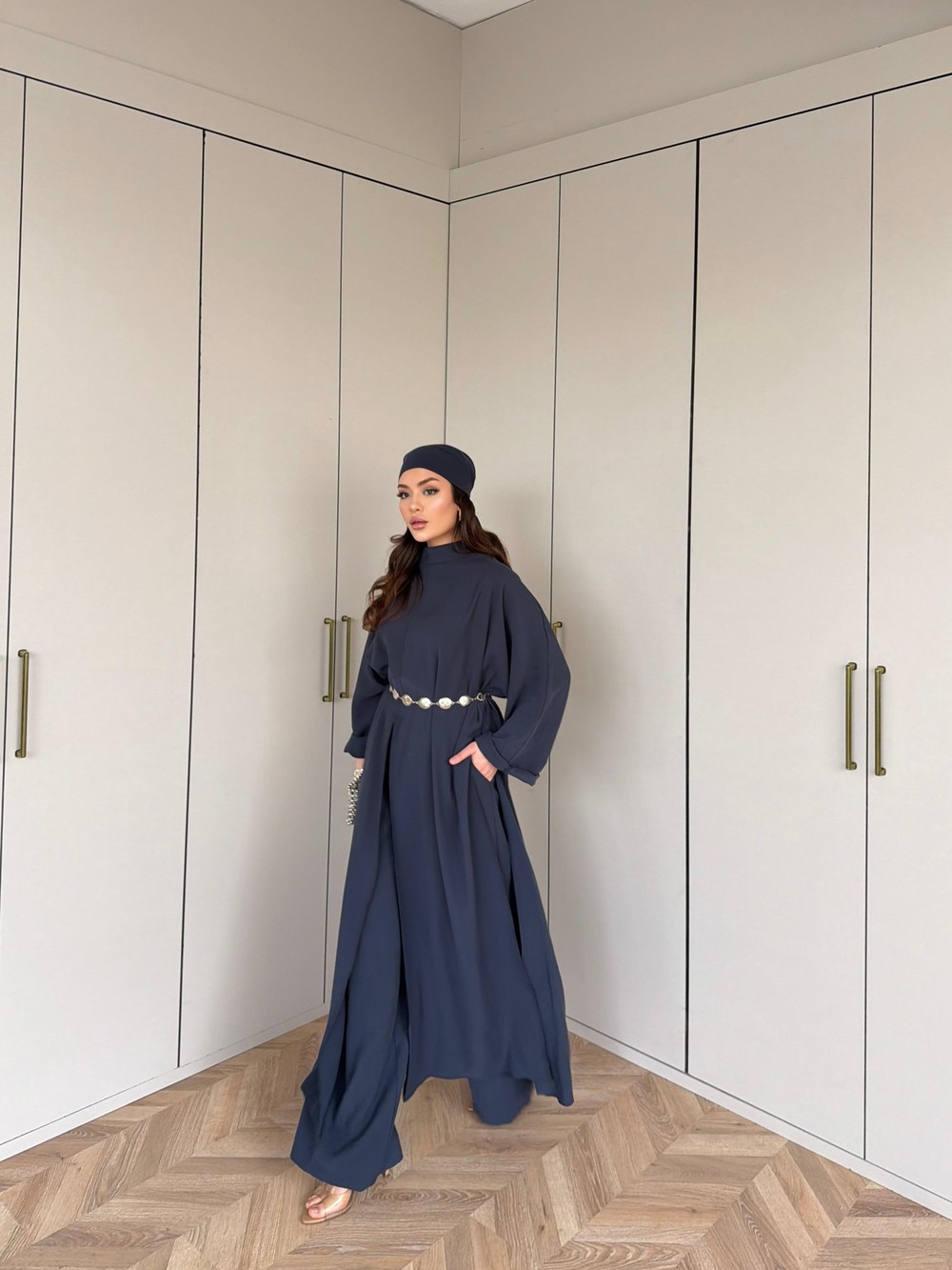 HR-0425H&R ButikBel-Esla 3'lü Takım Lacivert
