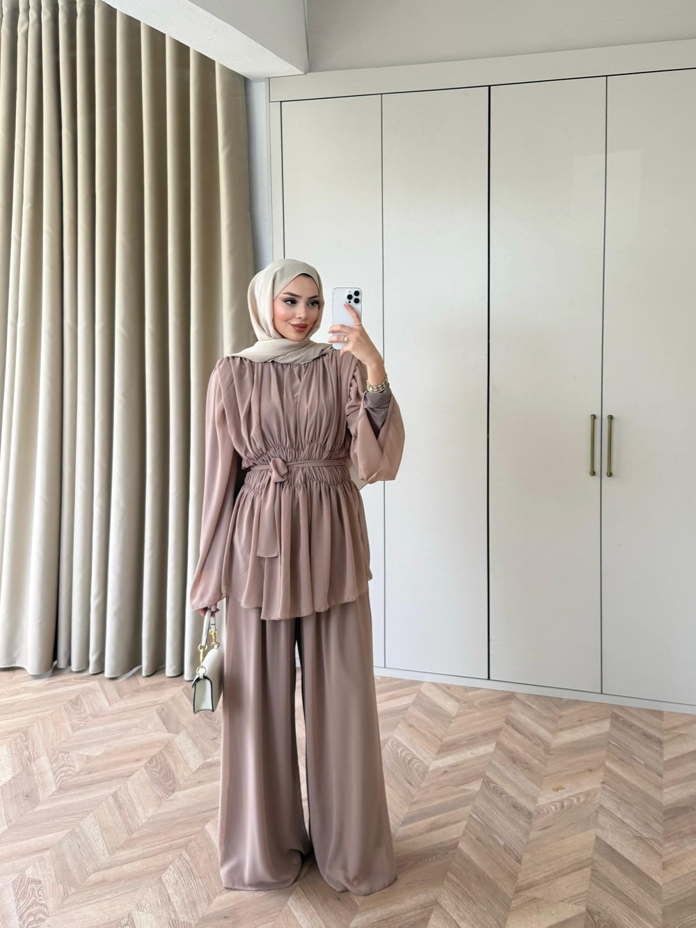 HR-0715H&R ButikDua Şifon Takım Vizon
