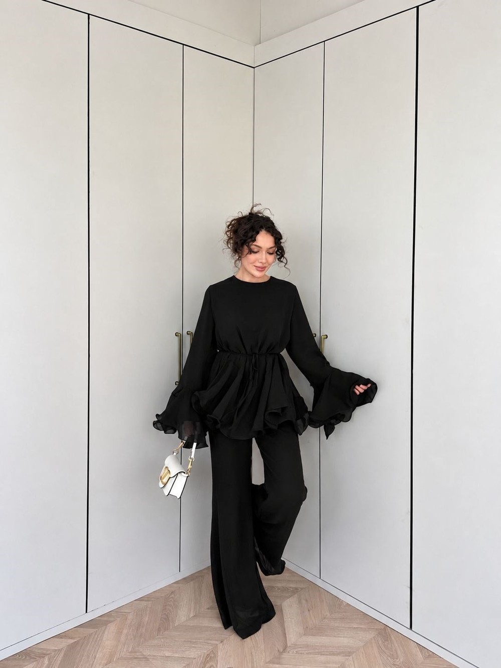 HR-0759H&R ButikHew- Elan Şifon Takım Siyah