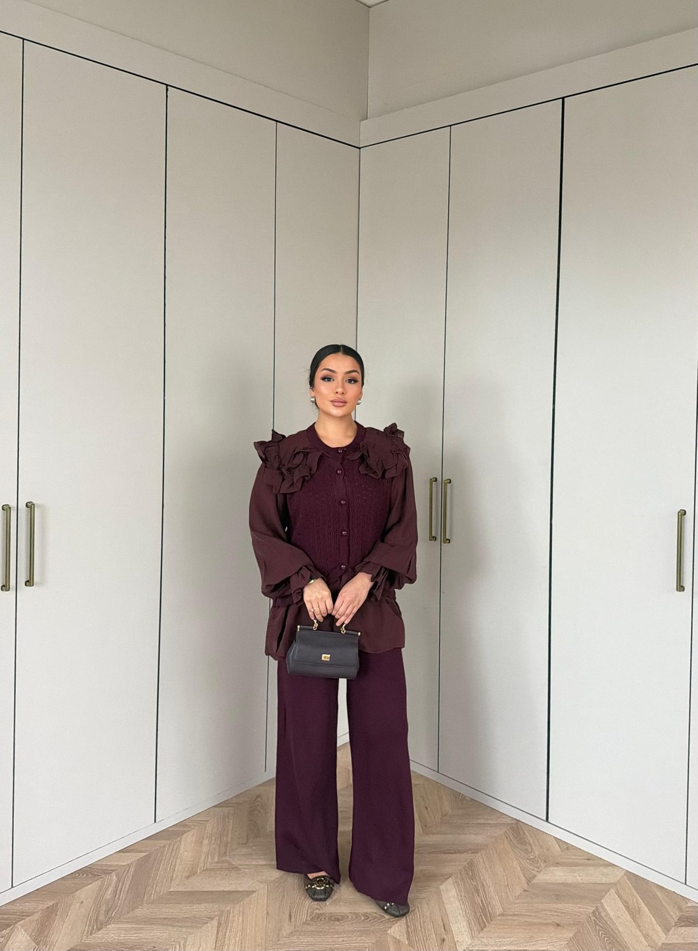 HR-3335H&R ButikHT- Maya Triko Takım Mürdüm