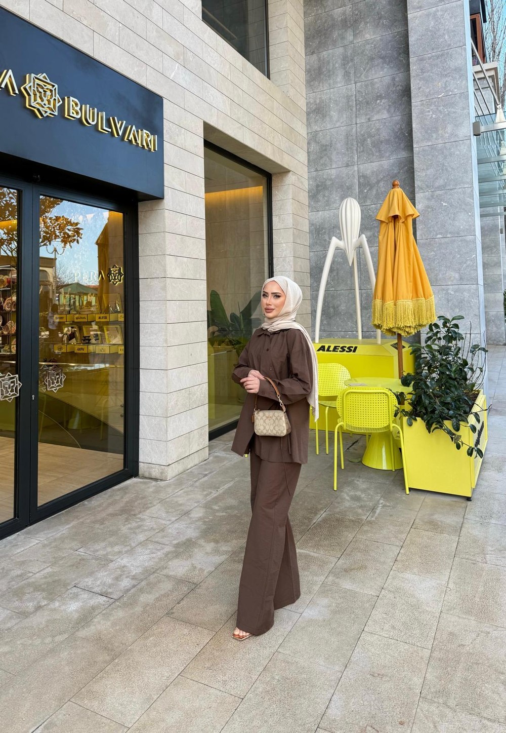 TAKM-1896H&R ButikJesi Yan Bağlamalı Takım Kahverengi