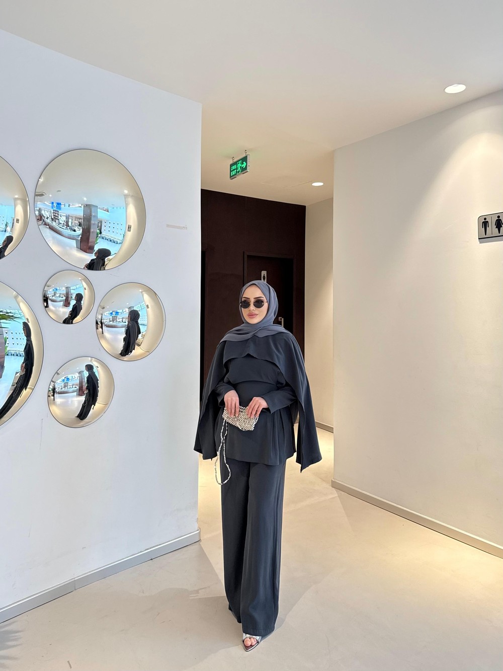 TAKM-2178H&R ButikJose Tensel Pelerin Detaylı Takım Füme