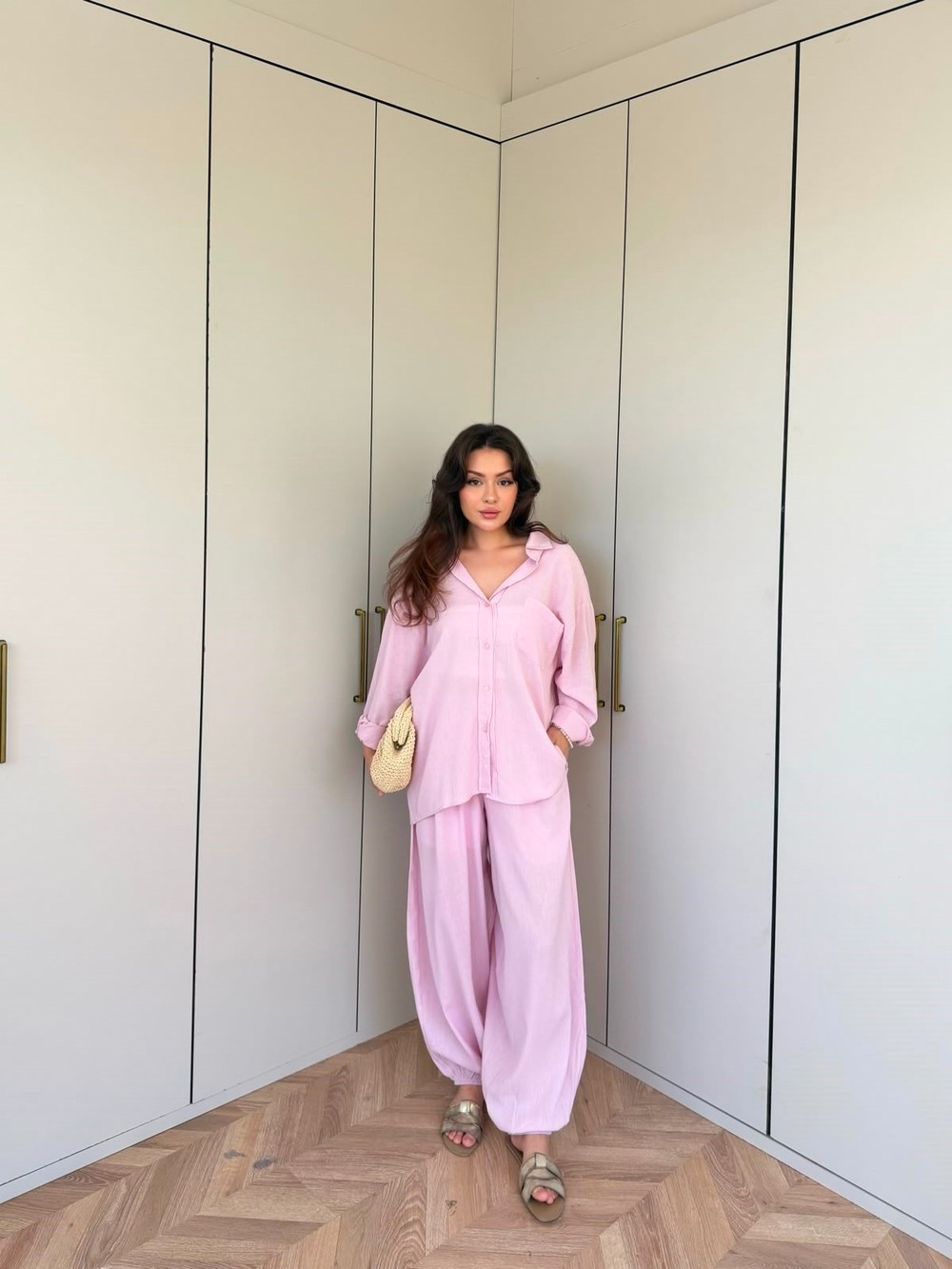 HR-1048H&R ButikLewi Ön Düğmeli Takım Pembe